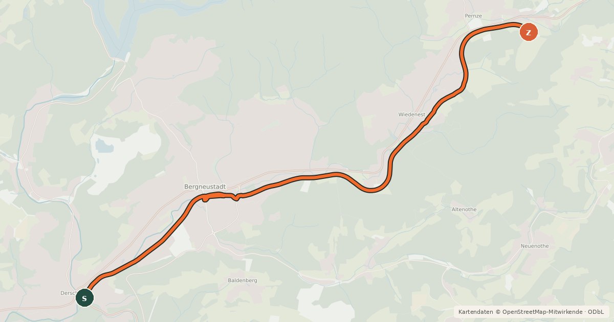 Kartenübersicht der Radroute Gummersbach (35) - Bergneustadt (36)