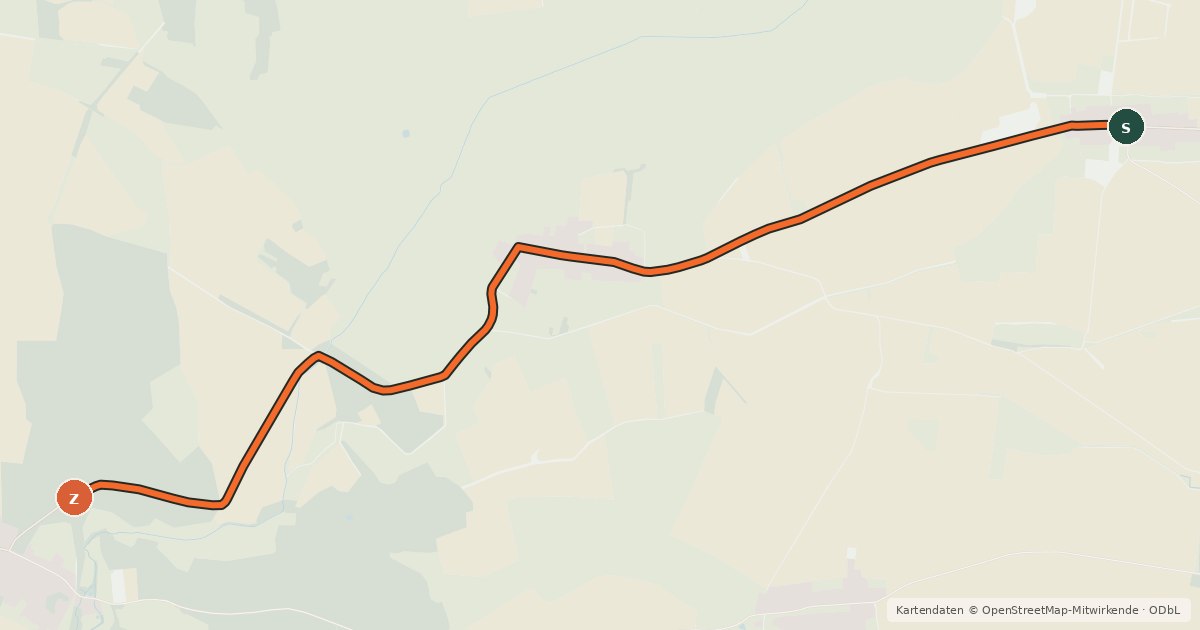 Kartenübersicht der Radroute Gumtow (05) - Plattenburg (06)