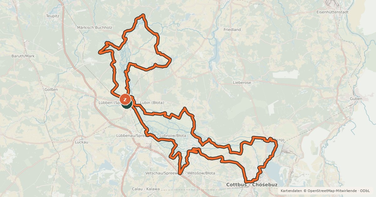 Kartenübersicht der Radroute Gurkenradweg (Nord- und Ostring)