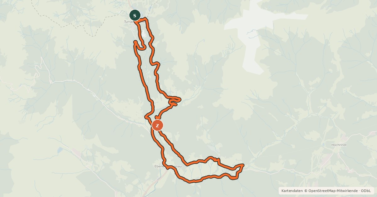 Kartenübersicht der Radroute Gurkursprung-Tour