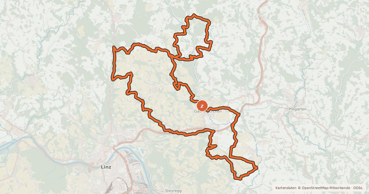 Kartenübersicht der Radroute Gusental-Runde