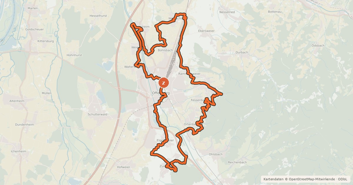 Kartenübersicht der Radroute Gustav-Weg