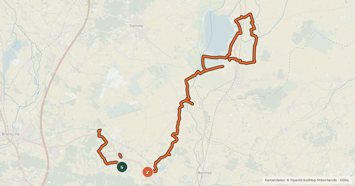 Kartenübersicht der Radroute Gute Route