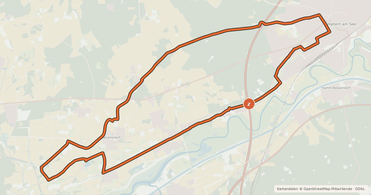 Kartenübersicht der Radroute H4 - Bauernland und Lippeauen
