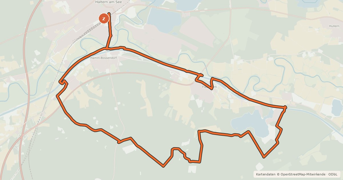 Kartenübersicht der Radroute H5 - Hügelland und Wasserwege