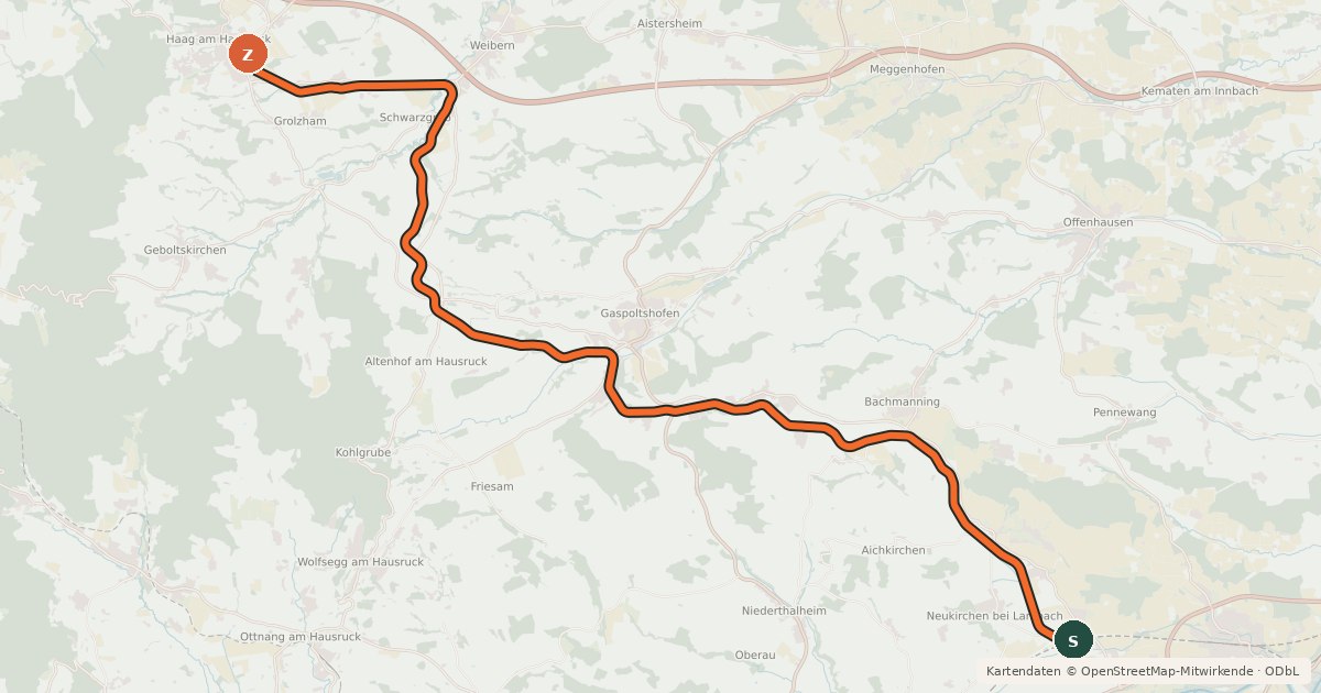 Kartenübersicht der Radroute Haager Lies Radweg