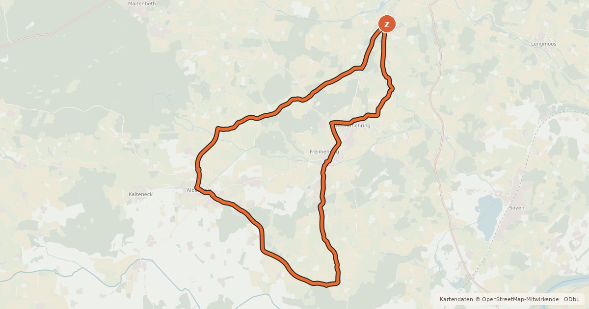 Kartenübersicht der Radroute Haager-Süd-Tour