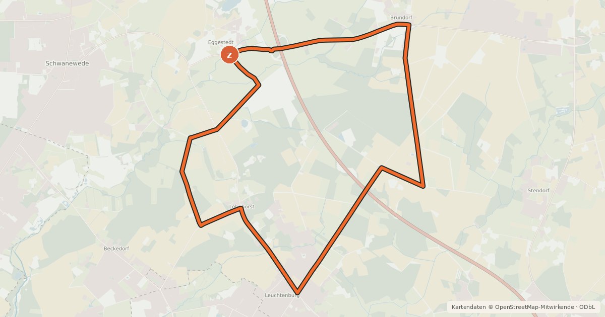 Kartenübersicht der Radroute Habichtweg