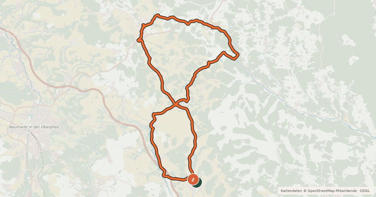 Kartenübersicht der Radroute Habsberg-Radweg