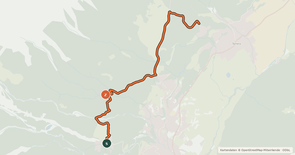 Kartenübersicht der Radroute Hachleschlucht