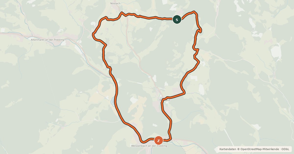 Kartenübersicht der Radroute Hafnerbergstrecke