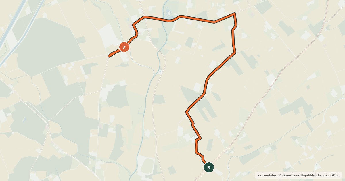 Kartenübersicht der Radroute Halsband-Radweg