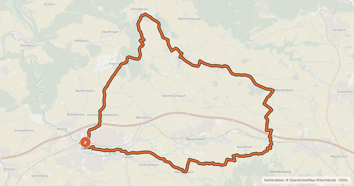 Kartenübersicht der Radroute Hamballe-Tour