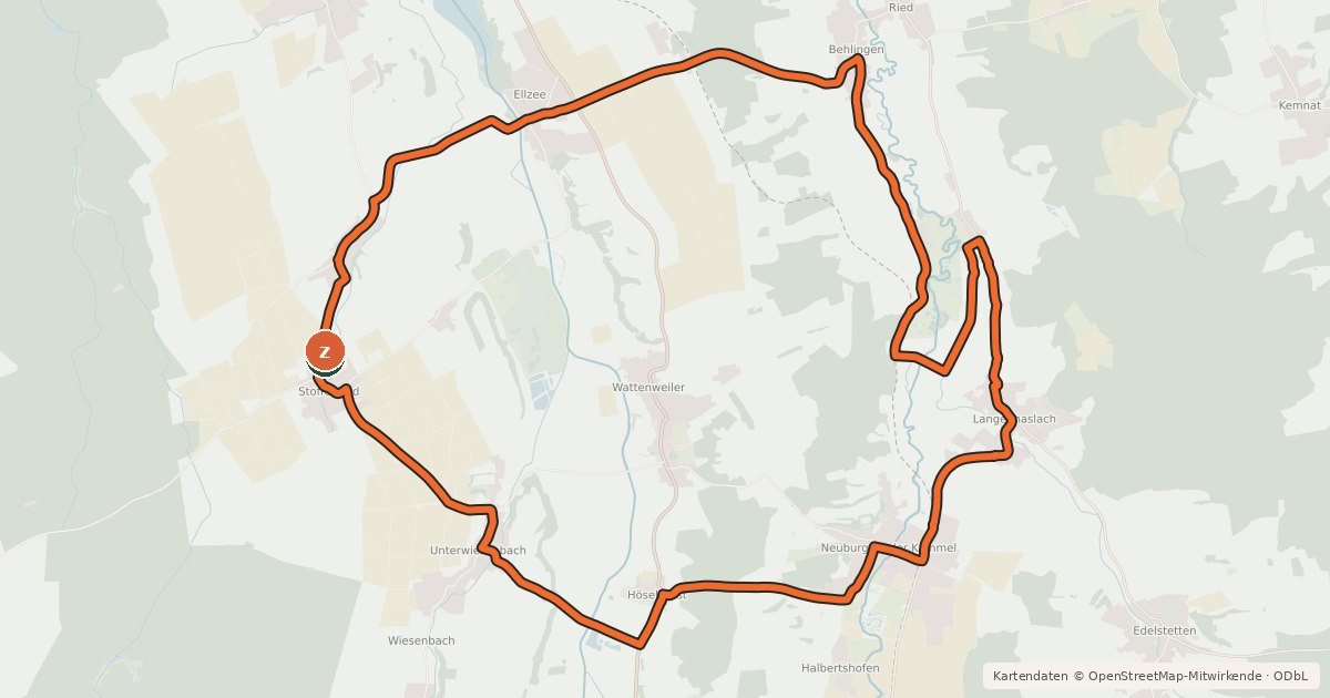 Kartenübersicht der Radroute Hammer, Heimat & Höselhurst