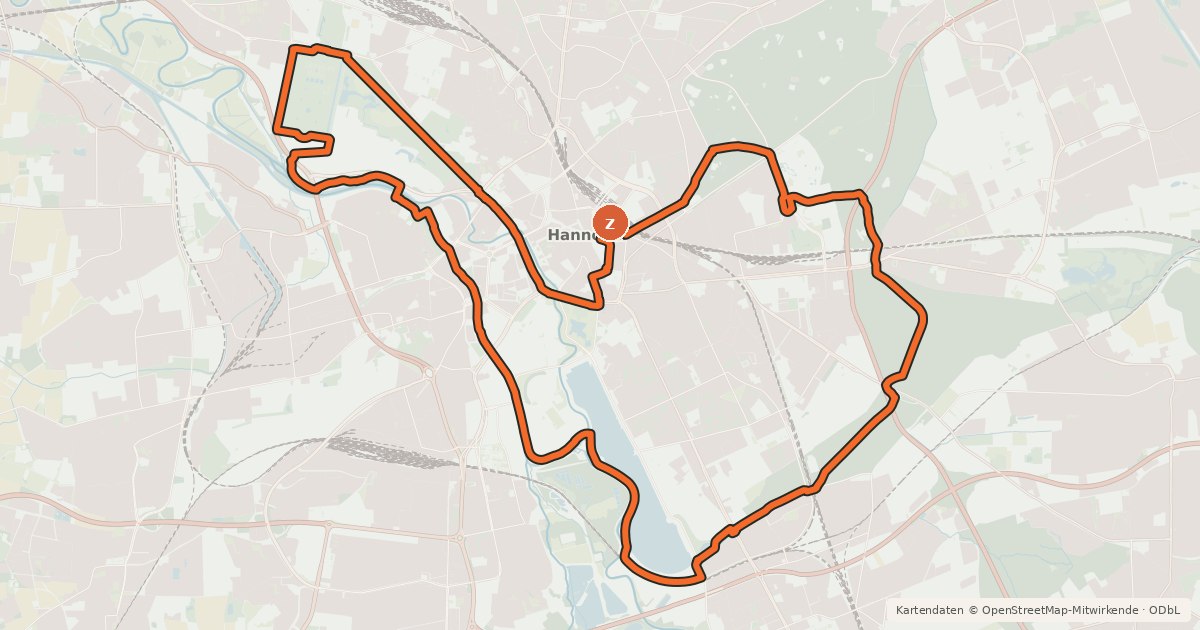 Kartenübersicht der Radroute Hannover-City-Sightseeing Radtour