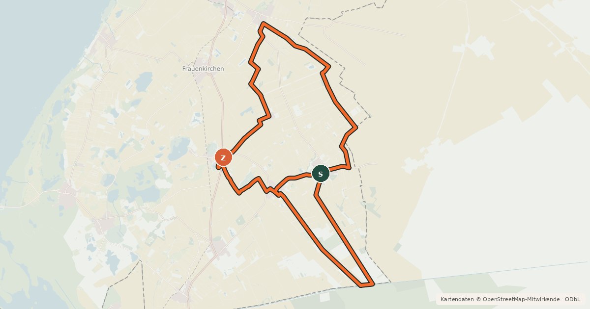 Kartenübersicht der Radroute Hanság-Radweg