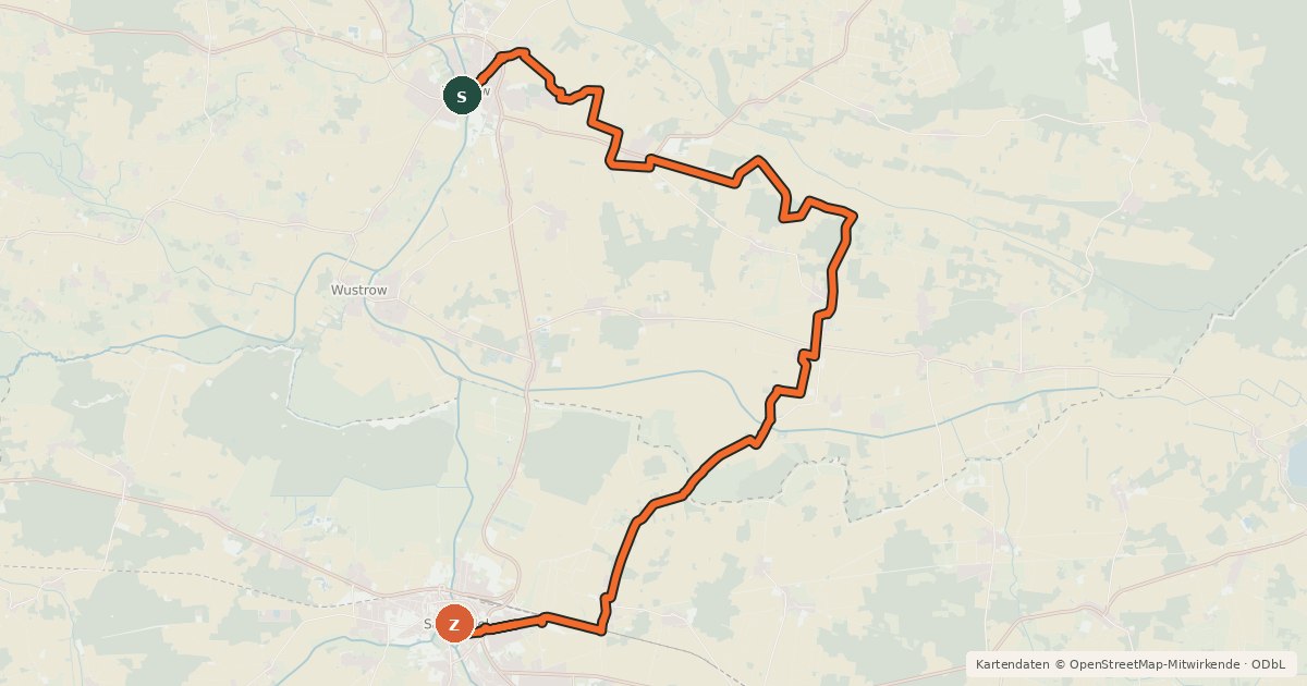Kartenübersicht der Radroute Hanse-Wendland-Radweg