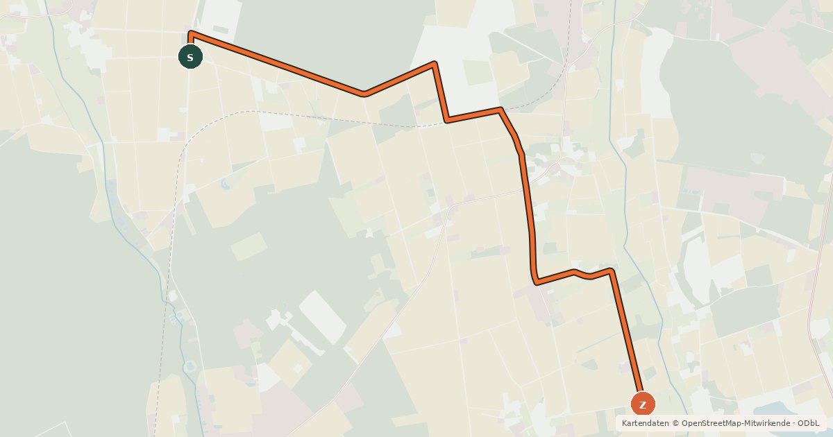 Kartenübersicht der Radroute Harpstedt (32) - Harpstedt (93)