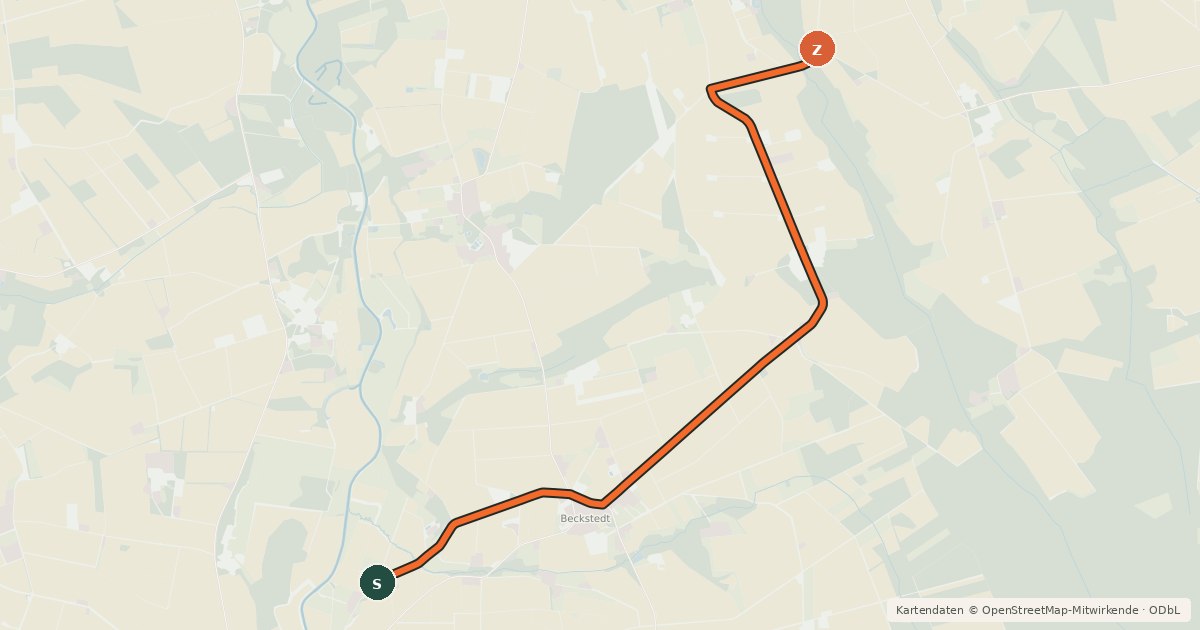 Kartenübersicht der Radroute Harpstedt (35) - Harpstedt (61)