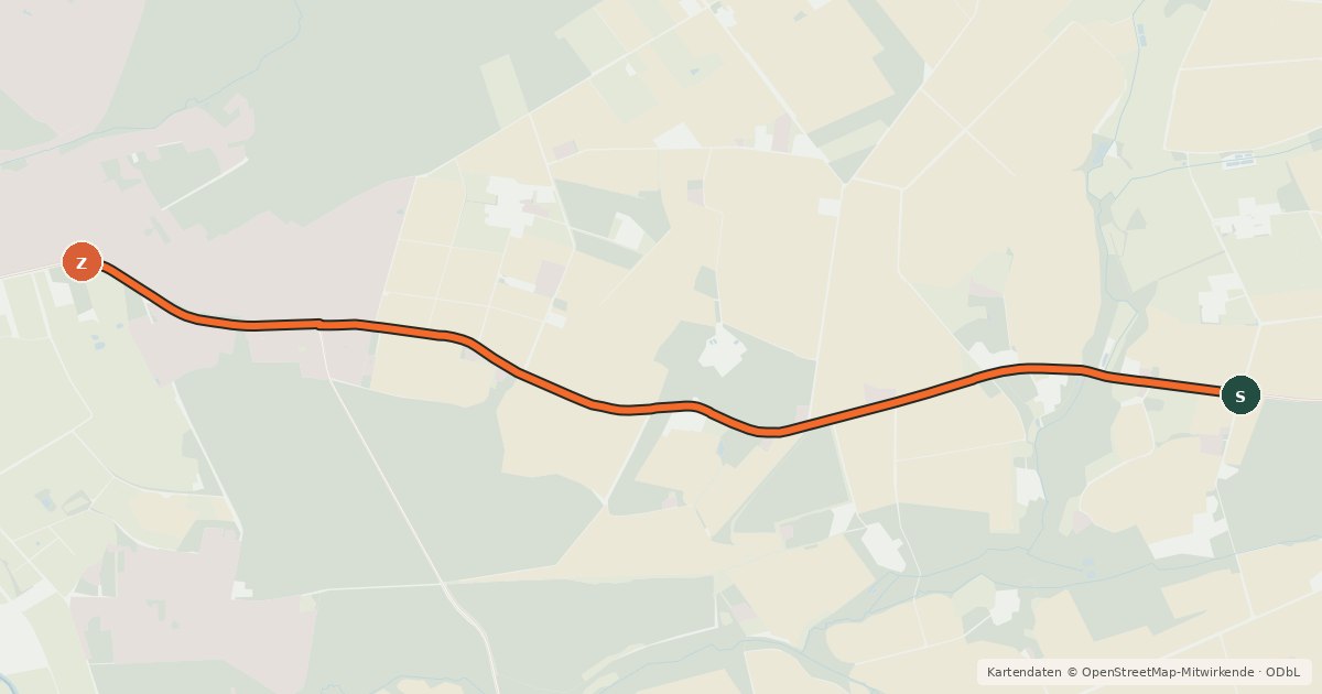Kartenübersicht der Radroute Harpstedt (44) - Wildeshausen (99)