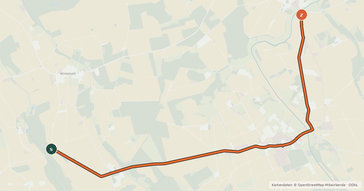 Kartenübersicht der Radroute Harpstedt (61) - Harpstedt (71)