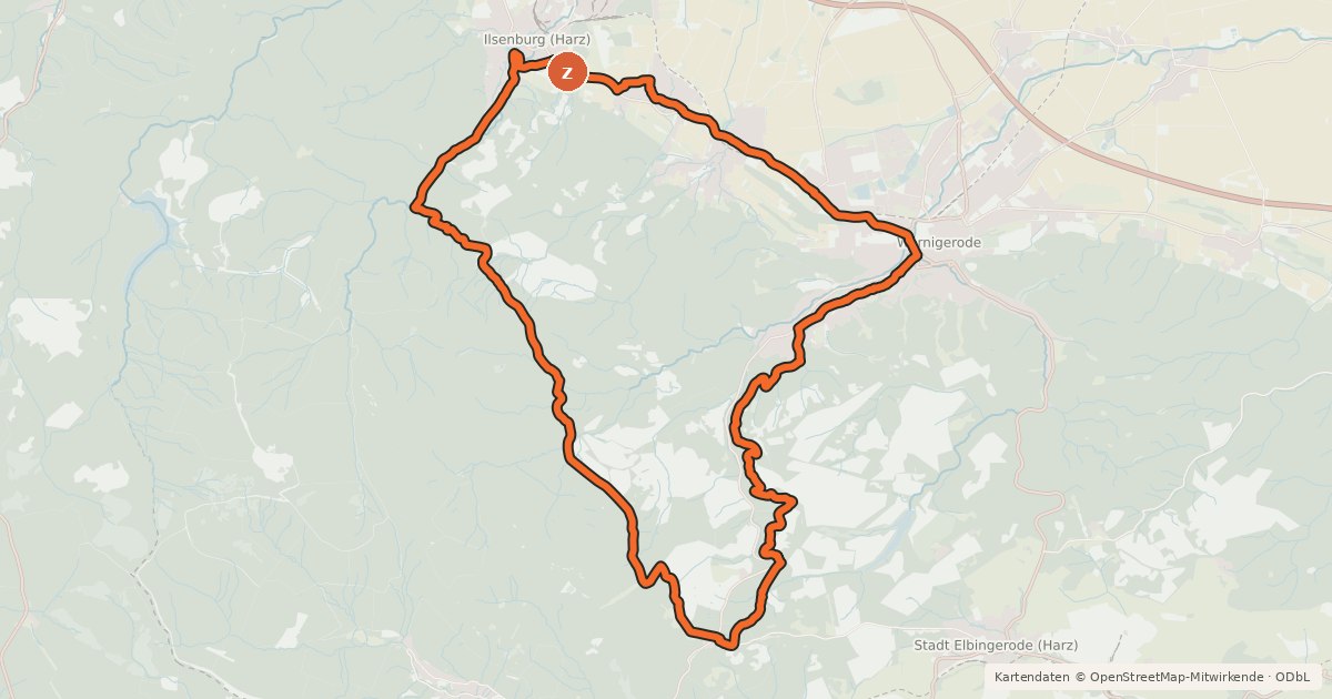 Kartenübersicht der Radroute Harz-Wald-Tour (WR 3)