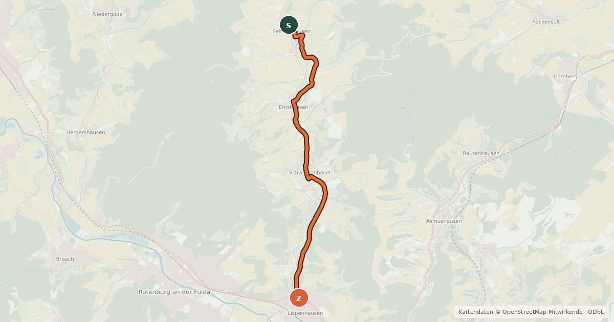 Kartenübersicht der Radroute Haselradweg