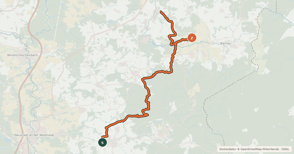 Kartenübersicht der Radroute Haselstein Radweg