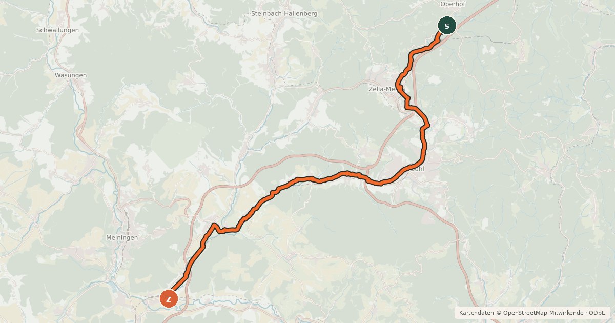 Kartenübersicht der Radroute Haseltalradweg