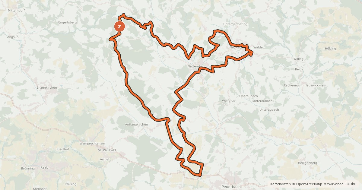 Kartenübersicht der Radroute HausruckNord Sparkassenrunde