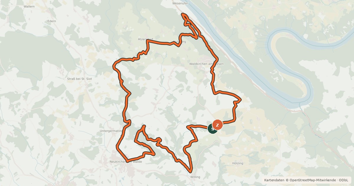 Kartenübersicht der Radroute HausruckNord Sport2000 Runde