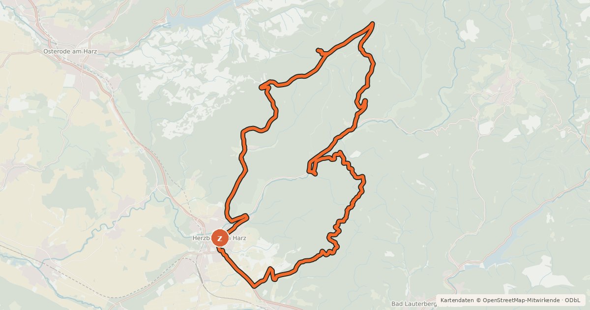 Kartenübersicht der Radroute HE1 Tour der Giganten
