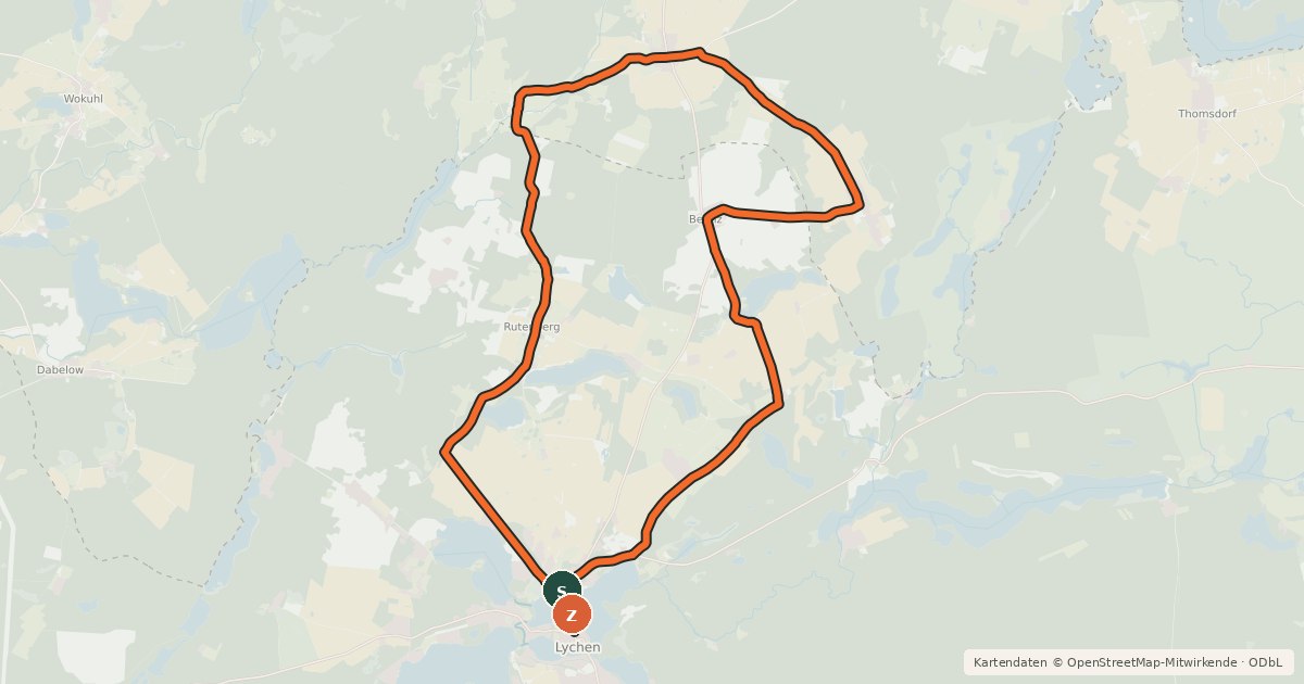 Kartenübersicht der Radroute Hecken-Rundweg