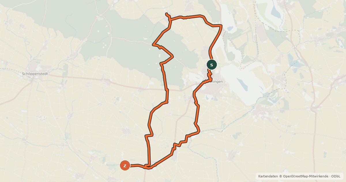 Kartenübersicht der Radroute Heeseberg Route