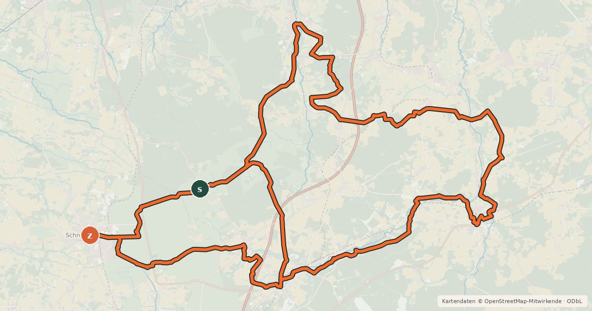 Kartenübersicht der Radroute Heide-Erlebnis Radweg