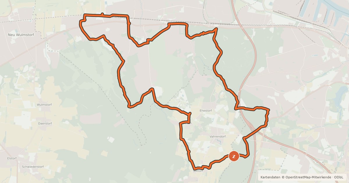 Kartenübersicht der Radroute Heide-Haake