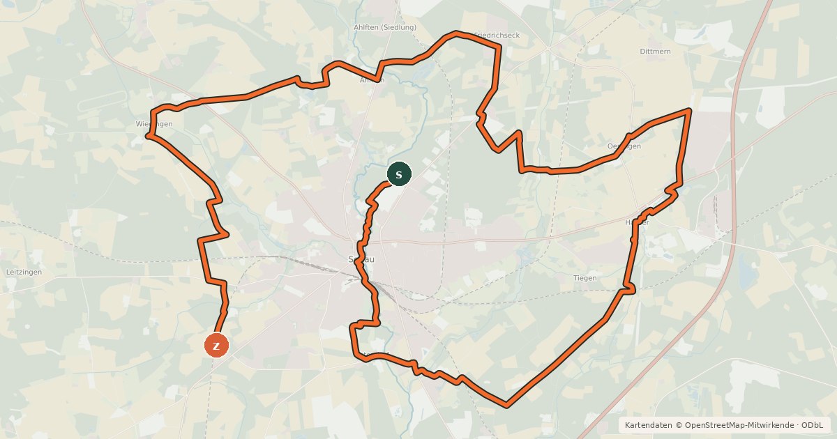 Kartenübersicht der Radroute Heide Region Radweg 1