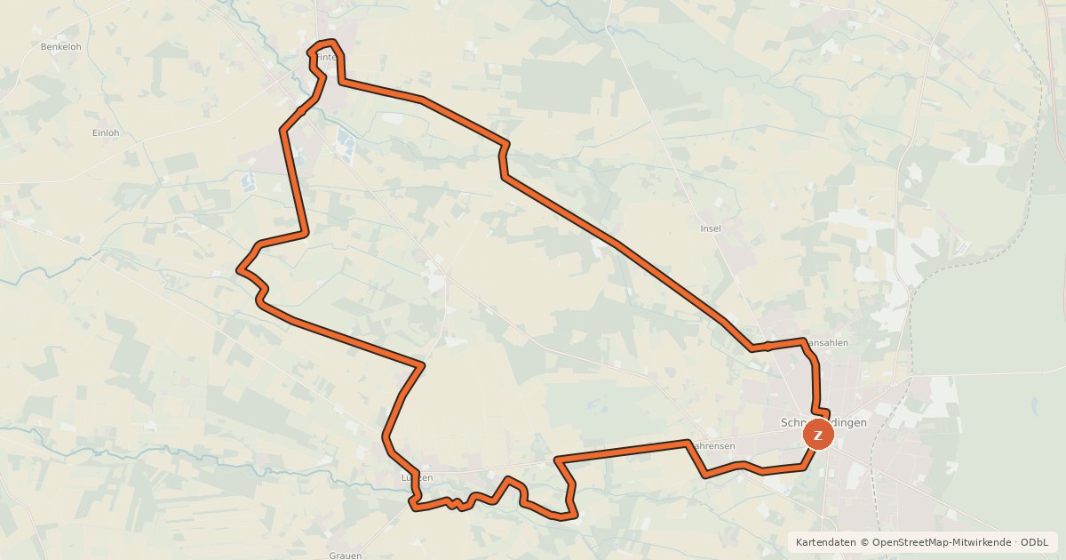 Kartenübersicht der Radroute Heide Region Radweg 13