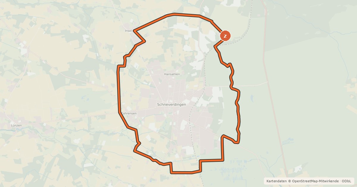 Kartenübersicht der Radroute Heide Region Radweg 14