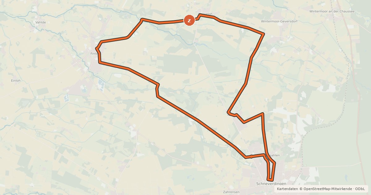 Kartenübersicht der Radroute Heide Region Radweg 15