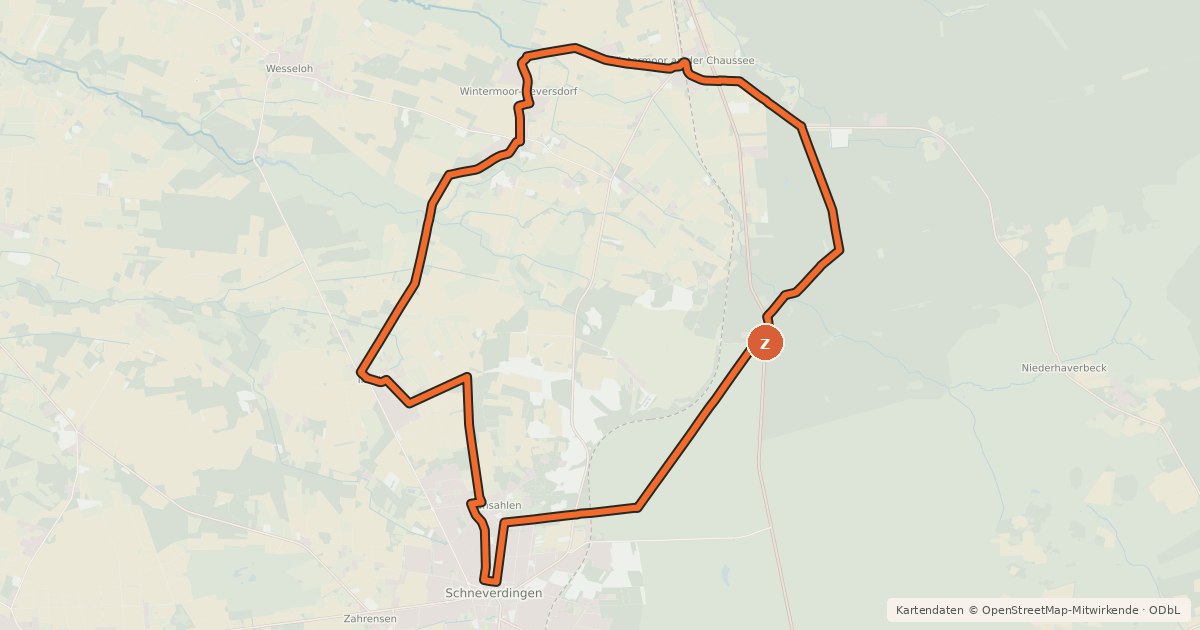 Kartenübersicht der Radroute Heide Region Radweg 16