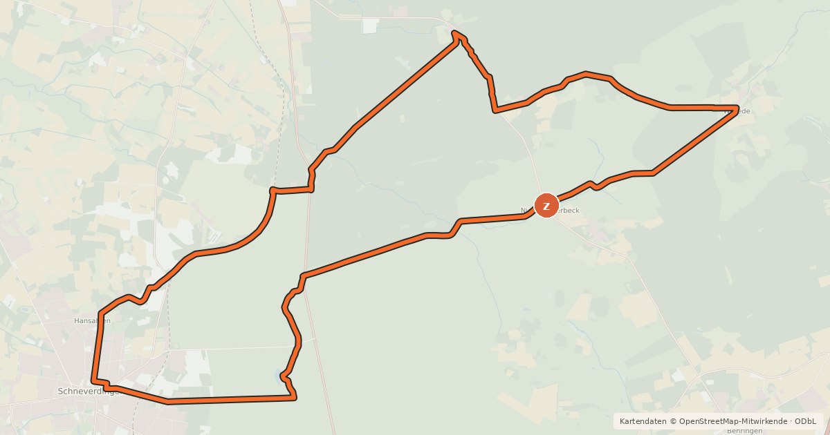 Kartenübersicht der Radroute Heide Region Radweg 17