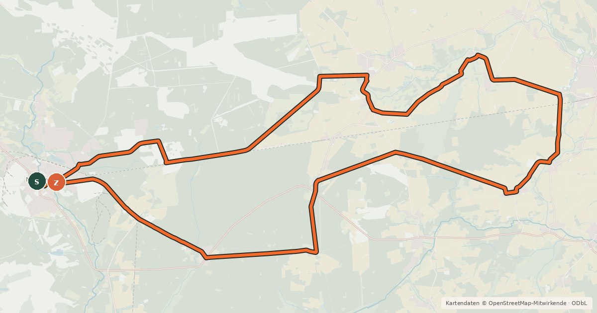 Kartenübersicht der Radroute Heide Region Radweg 25
