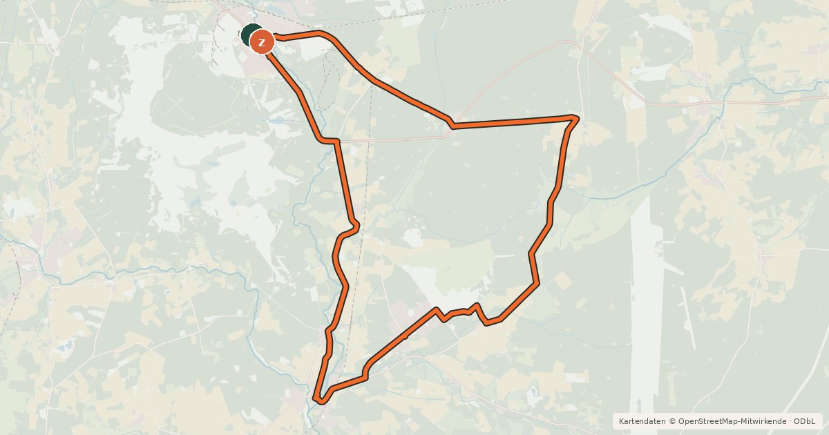 Kartenübersicht der Radroute Heide Region Radweg 26