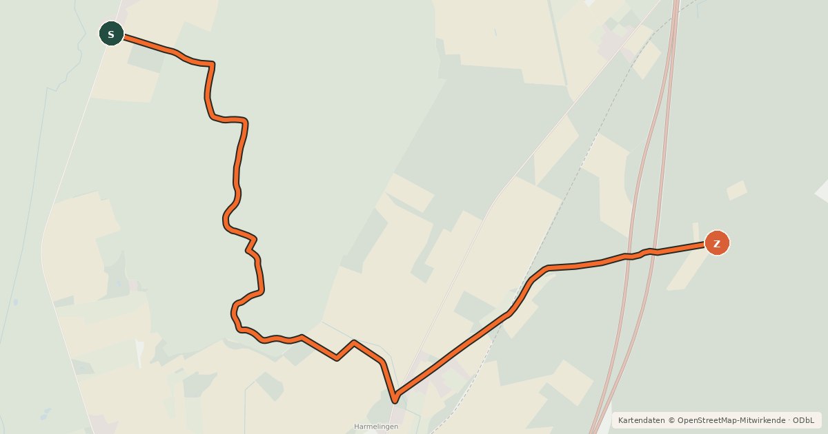 Kartenübersicht der Radroute Heide Region Radweg 2a