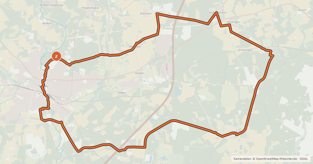 Kartenübersicht der Radroute Heide Region Radweg 3