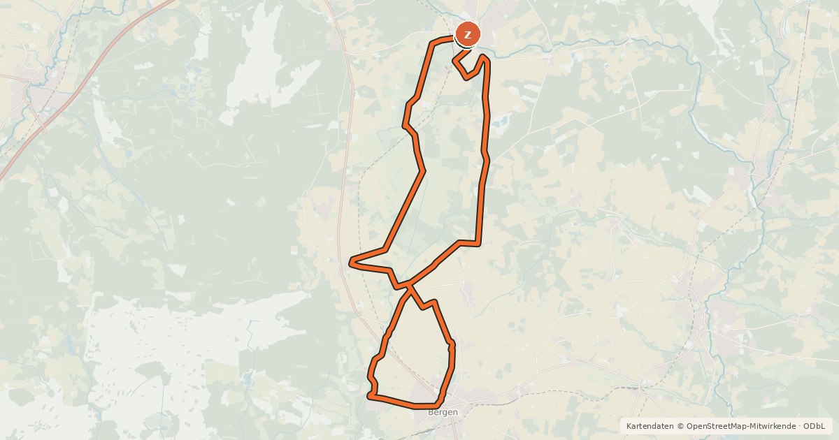 Kartenübersicht der Radroute Heide Region Radweg 30