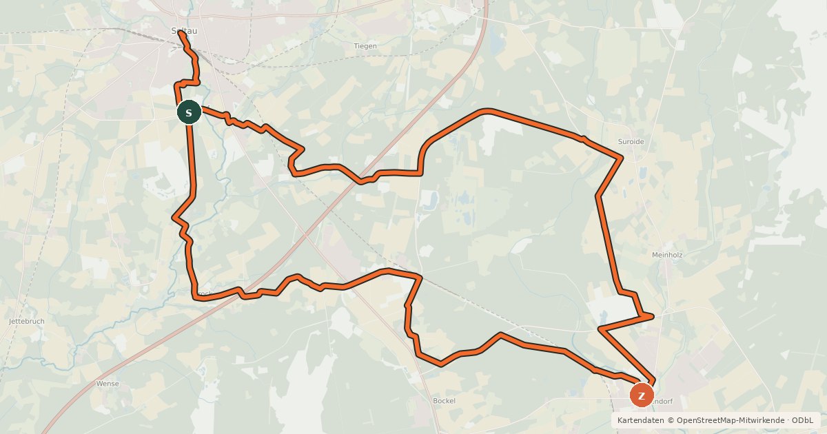 Kartenübersicht der Radroute Heide Region Radweg 31