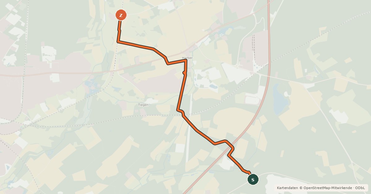 Kartenübersicht der Radroute Heide Region Radweg 3a