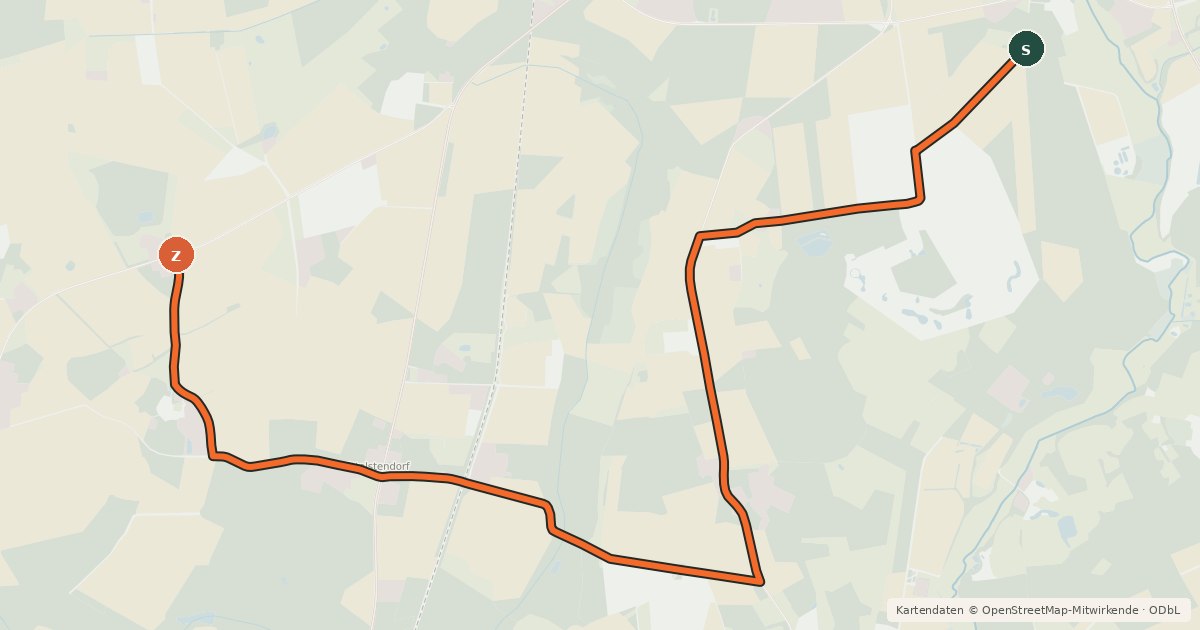 Kartenübersicht der Radroute Heide Region Radweg 4a
